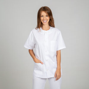 Blusa sanitaria abotonada sarga blanca