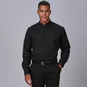 Camisa manga larga cuello mao popelín