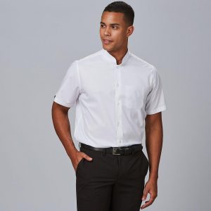 Camisa hombre manga corta cuello mao popelín