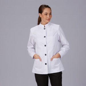 Chaqueta cuello mao botón negro manga larga