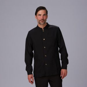 Chaqueta cuello mao botón dorado